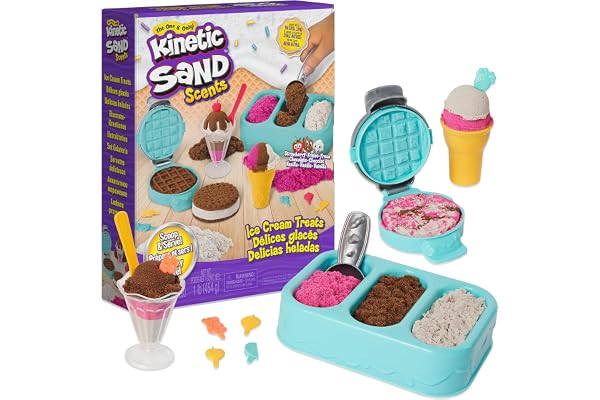 Kinetic Sand Scents, Ice Cream Treats Playset with 3 Colors Scented Play Sand & 6 Tools, Sensory Toys for Kids Ages 3 and up
