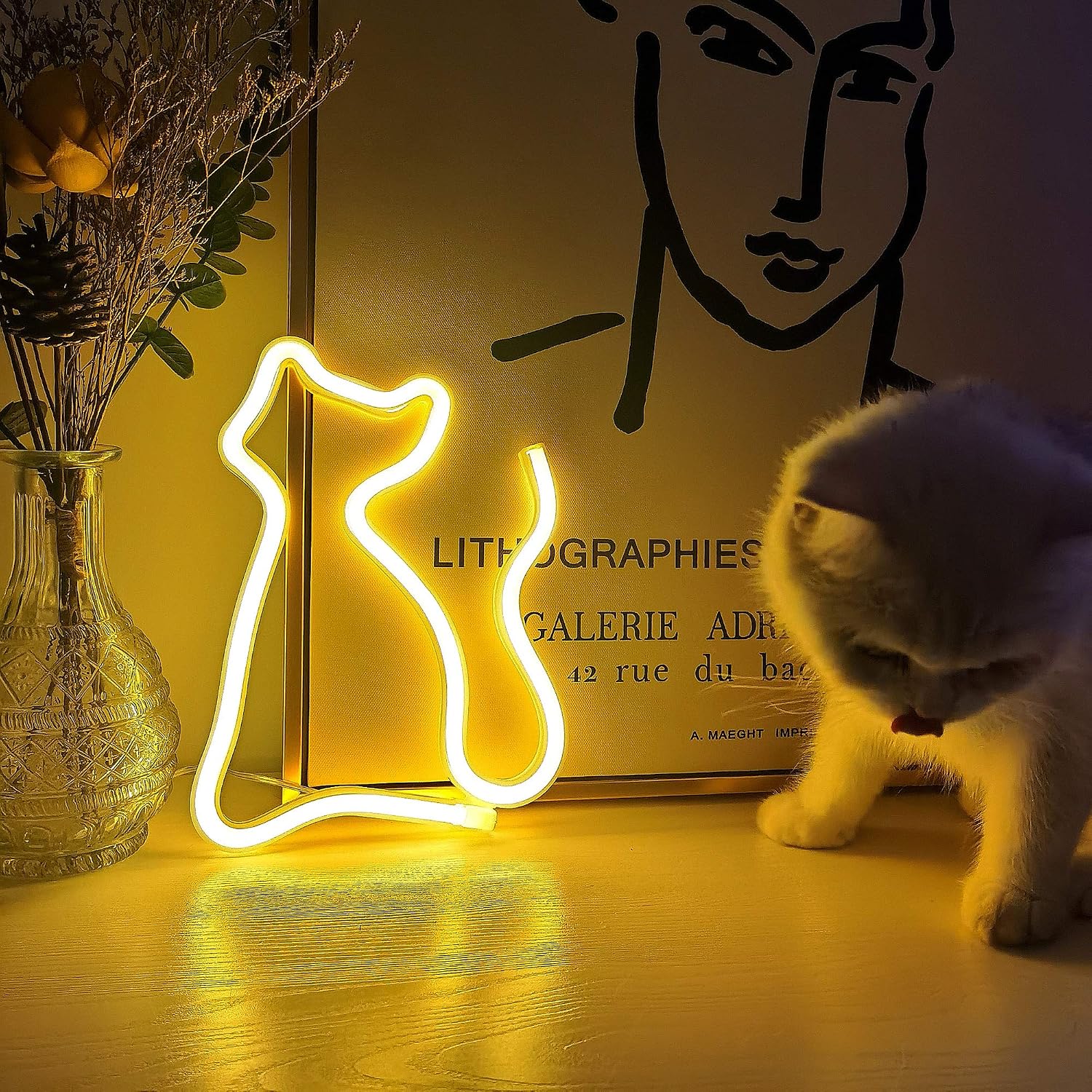 Neon Light Cat Shaped Neon Sign LED Night Lamp for Home Bedroom Wall Decoration Party Supplies - Image 4