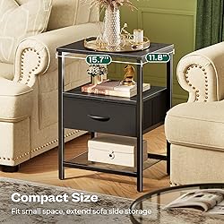 Huuger Nightstand Set of 2, Night Stand with Fabric