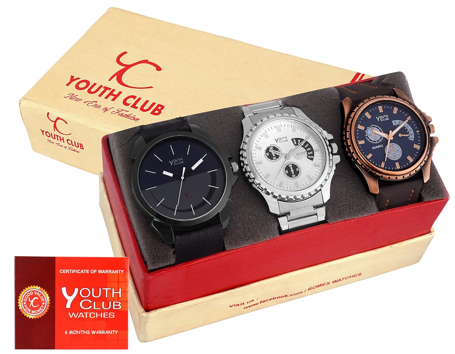 youth club analogue multi-colour dial men's & boy's combo of watch(smb57)