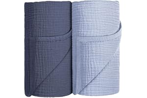 Susurration Muslin Swaddle Blanket Baby,100% Cotton Baby Receiving Blanket Soft Thin Swaddle Blanket for Unisex Newborn 40x40in 2Pack (Navy Blue)
