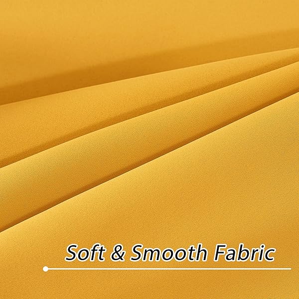 YELLOW OCHRE ROOM DARKENING CURTAINS THERMAL INSULATED DRAPES SOLID WINDOW TREATMENT SET GROMMET TOP LIGHT BLOCKING BLACKOUT CURTAIN FOR LIVING ROOM/BEDROOM (2 PANELS,W52 X L96 INCH,YELLOW OCHRE)