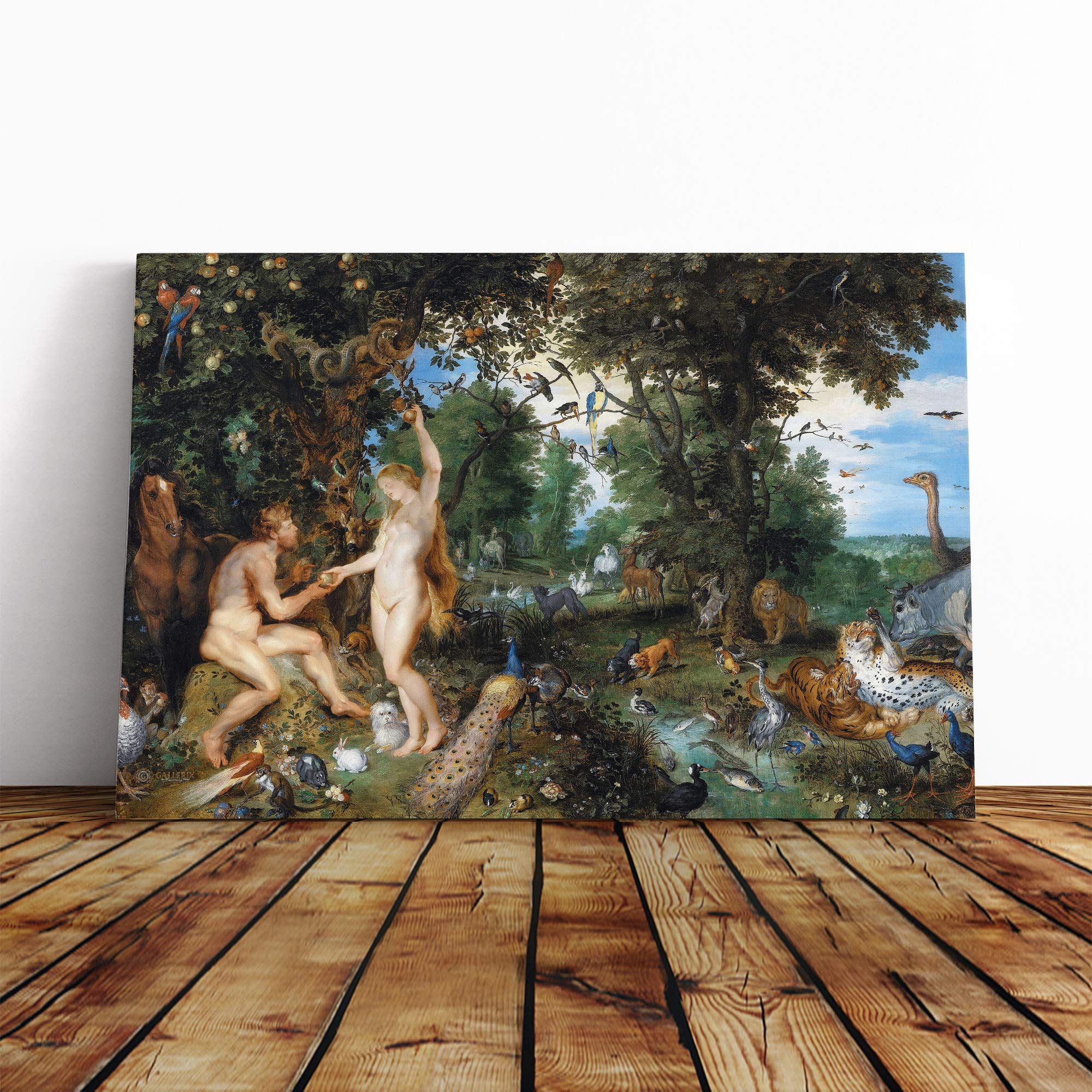 Peter Paul Rubens The Garden of Eden with The Fall of Man Canvas Print | Gallery Wrapped 30mm Frame Wall Art | 20x14 inches | Ready to Hang | Modern Floral Picture | Living Room Bedroom Lounge Office