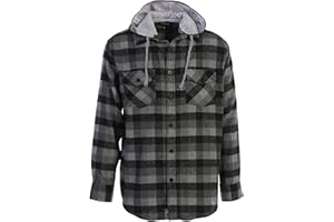 Gioberti Men's Removable Hoodie 100% Cotton Plaid Checkered Flannel Button Down Shirt
