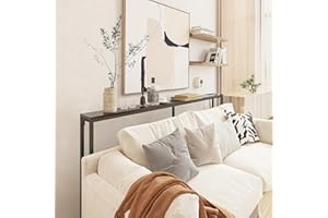 SUCRSIXBRO Console Table with Charging Station, 78.7" Narrow Sofa Table, Entryway Table with Outlets and USB Ports,Easy Assembly,Living Room, Bedroom,Black