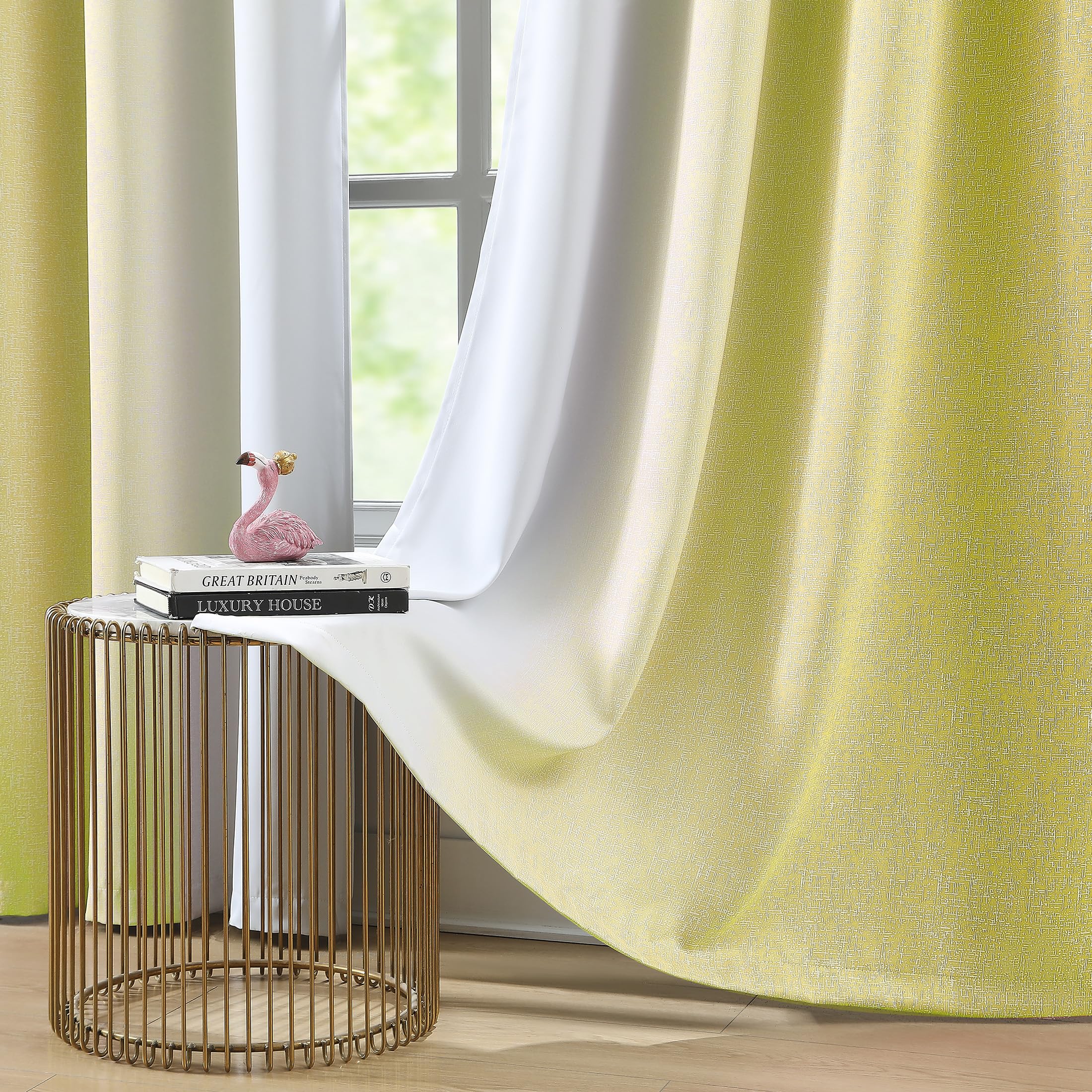 Photo 1 of Ombre Yellow Blackout Curtains 63 inches for Girls Room Bedroom Gradient Thermal Insulated Room Darkening Window Curtains Grommet 2 Panels for Living Room Home Decor Pure White to Yellow, 52"Wx63"Lx2