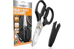 DUROX - Heavy Duty Scissors, Multipurpose Utility Scissors. Built to Cut Leather, Cardboard, Carpet, Plastic and Rope. All Purpose Heavy Duty Kitchen Scissors to Cut Meat, Poultry and Chicken Bones