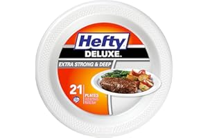 Hefty Deluxe Large Round Foam Plates, 21 Count (Pack of 8), 168 Total