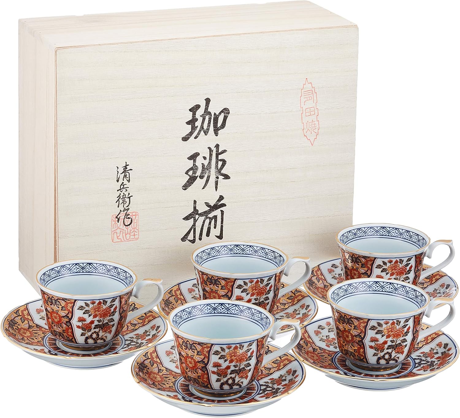Japanese Coffee Cups and Saucers, Aritaware Kinrande