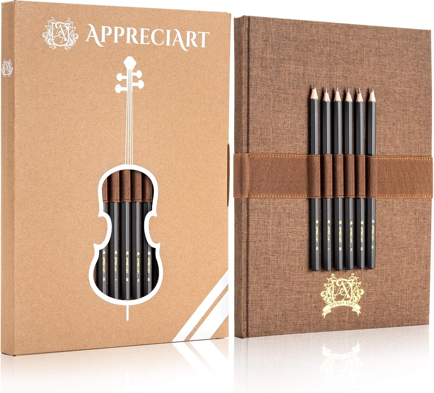 AppreciArt Sketchbook and Pencils HB B 2B 4B 6B 8B, 8.5x11", 80lb/120gsm, 55 Sheets(110pgs), Hardcover Sketchbook, Sketch Book, Sketch Pad, Drawing Notebook, Hardbound Sketchbook for Kids, Travel: Arts, Crafts & Sewing