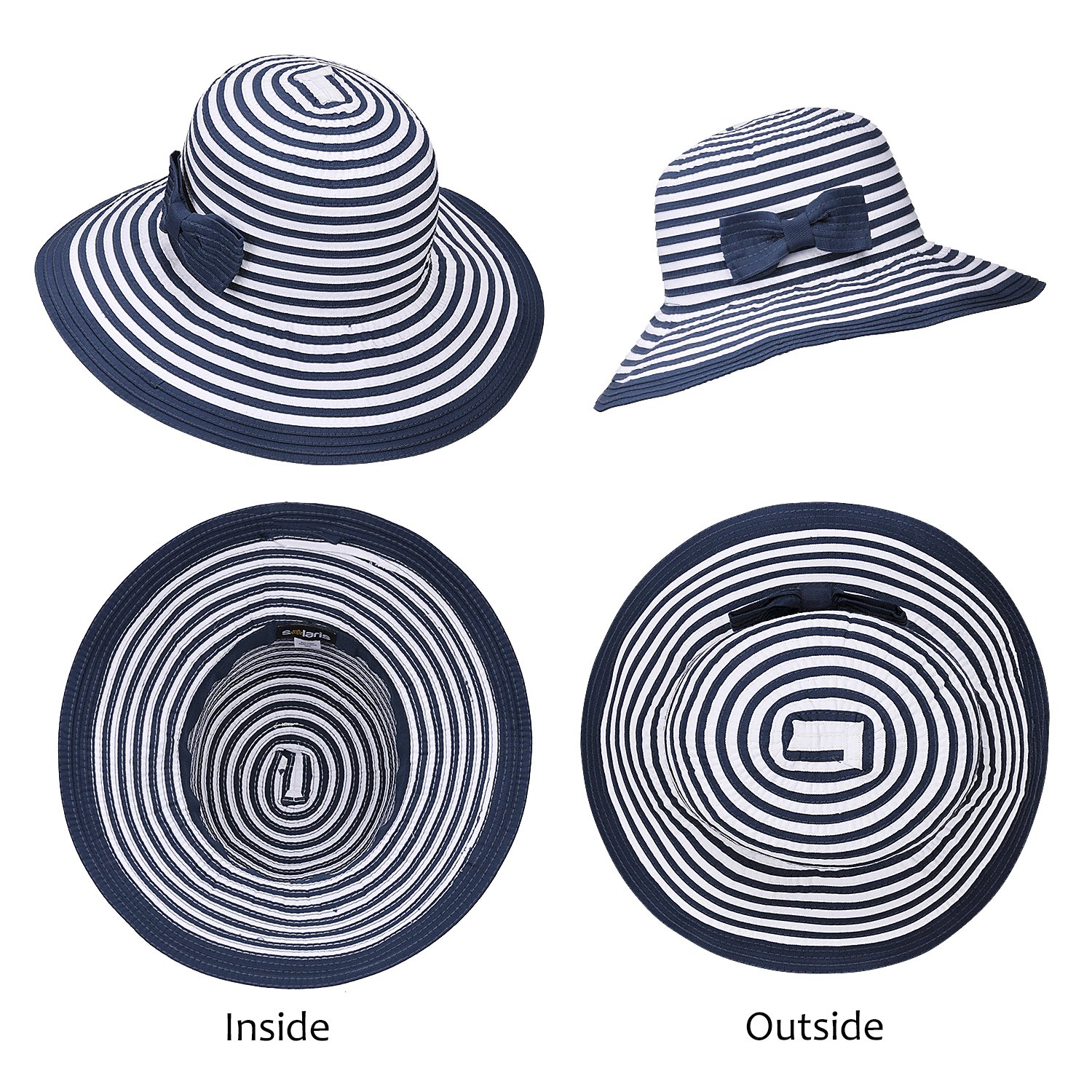 Solaris Women Sun Hats w/Bowknot Floppy Wide Brim UV Protection Foldable Roll Up Gardening Hiking Beach Cap