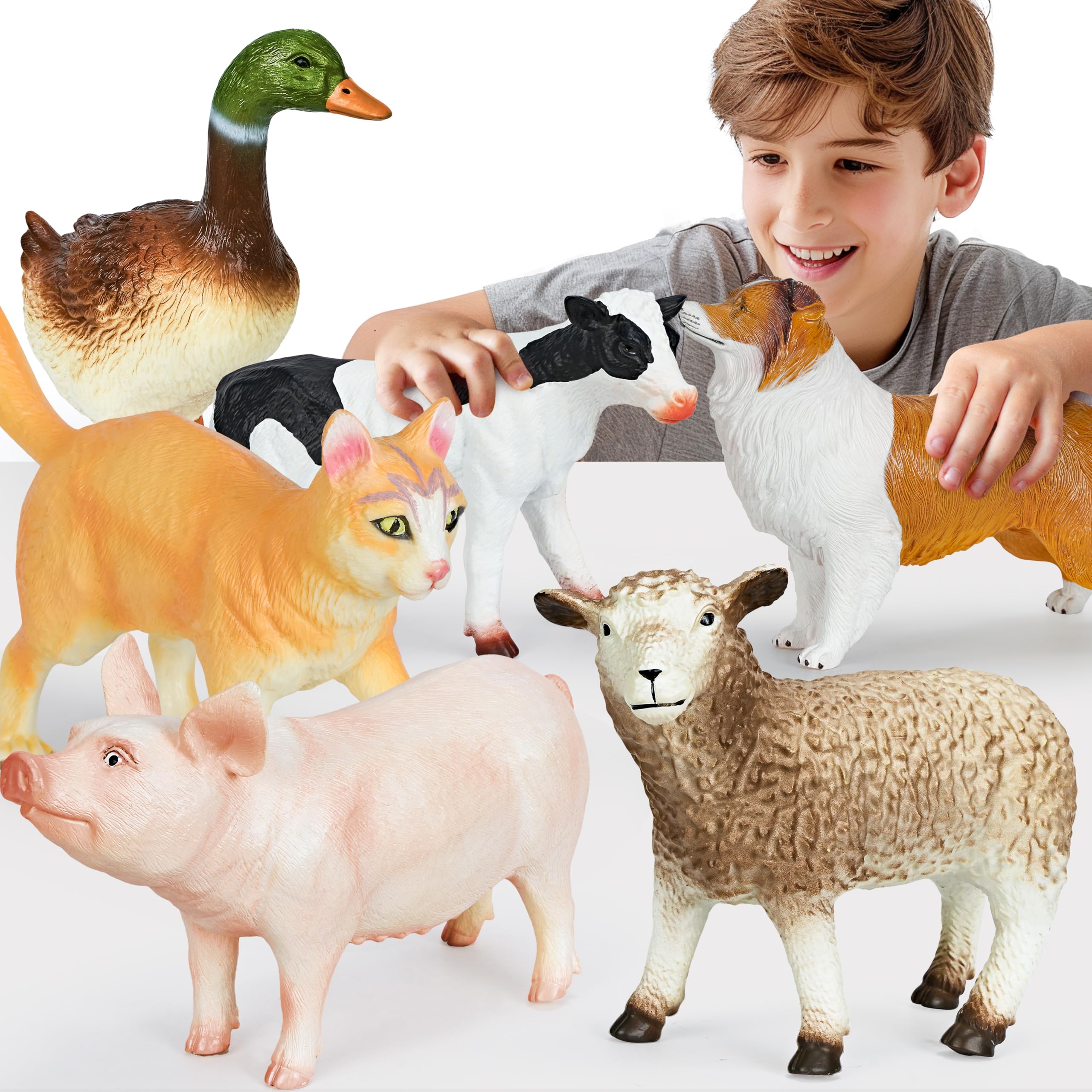 Photo 1 of Hazibao 6 Pack Soft Jumbo Farm Animal Toys,Big Realistic Animals Farm Figures for Kids Toddlers Boys Girls 1 2 3 4 5Year Old,Christmas Brithday Gift