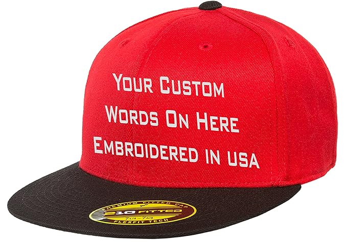 custom fitted flat bill hats