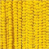zig zag Artificial Marigold Garland (5pcs Pack) - Ideal for Weddings,Birthday, Christmas Decorations, and Diwali Celebrations, Faux Garlands 5 Strings - 4.5-5 Ft Long (Yellow)