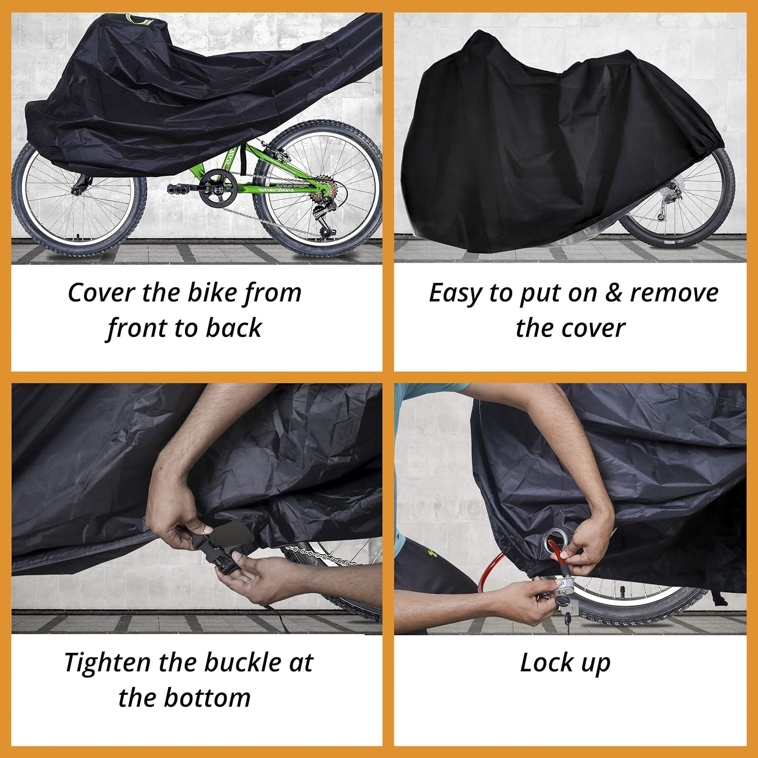 Rockoo Bike Cover for Outdoor Storage for 2 Bikes, Heavy Duty 190T Nylon Waterproof Dustproof with Lock Holes and Storage Bag - Image 5