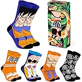 Dragon Ball Z Mens Socks Pack of 5 Crew Socks for Men Teenagers Soft Breathable Work Sports Casual Size 8-13 Anime Gifts