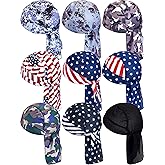 9 Pieces Doo Rag Skull Cap for Men Women, Sweat Wicking Doo Rag Cooling Dew Rag Sweat Wicking Beanie Cap Skull Cap Pirate Hats
