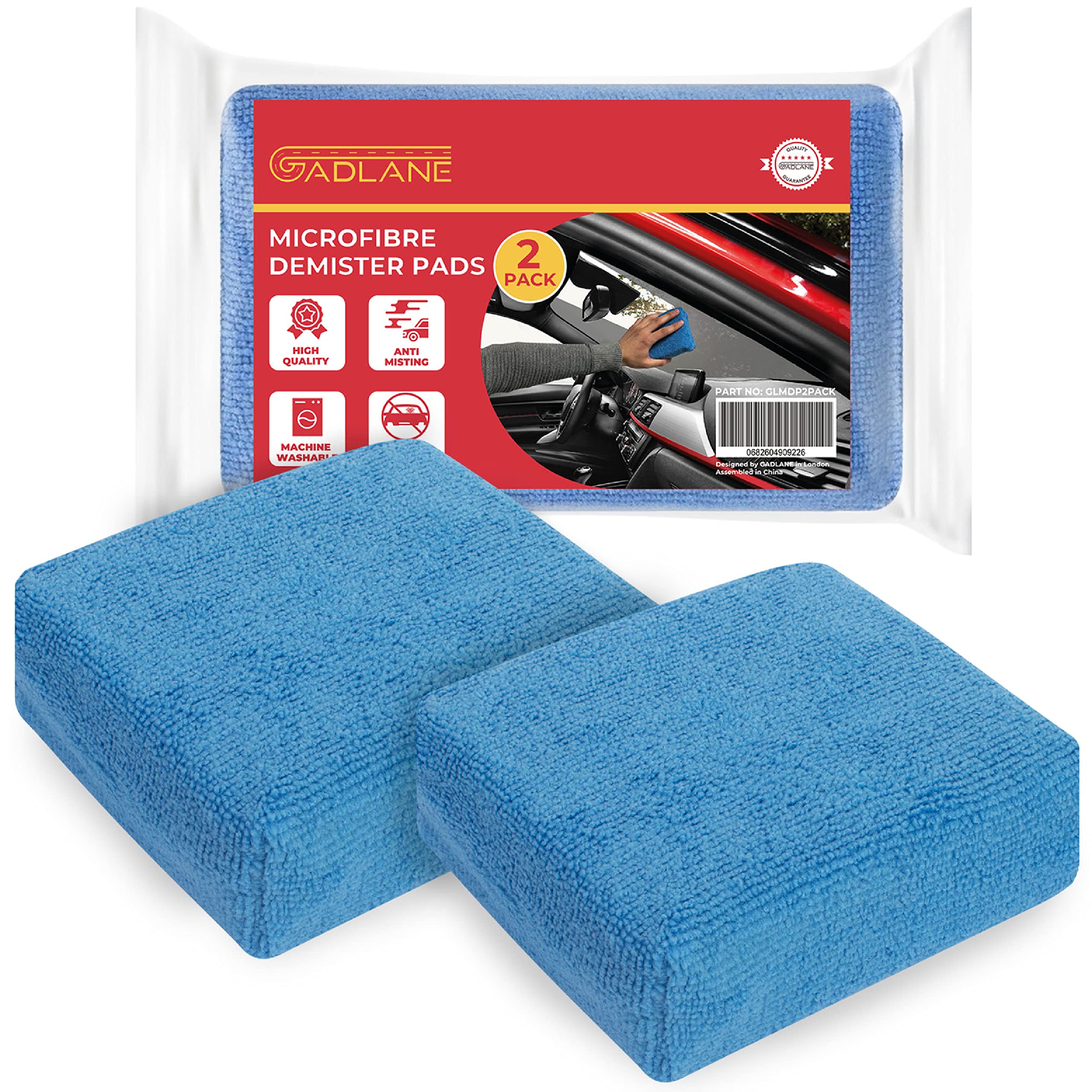 GADLANE Microfibre Absorbent Car Demister Pad - Windscreen Demister for Mirrors, Glass, Windows - Micro Fibre Sponge Cleaning Fog Remover - Set of 2