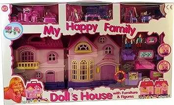 Amazon.com: Try Me Happy Family Casa de Muñecas Juguete de plástico, las cifras, muebles y accesorios: Office Products