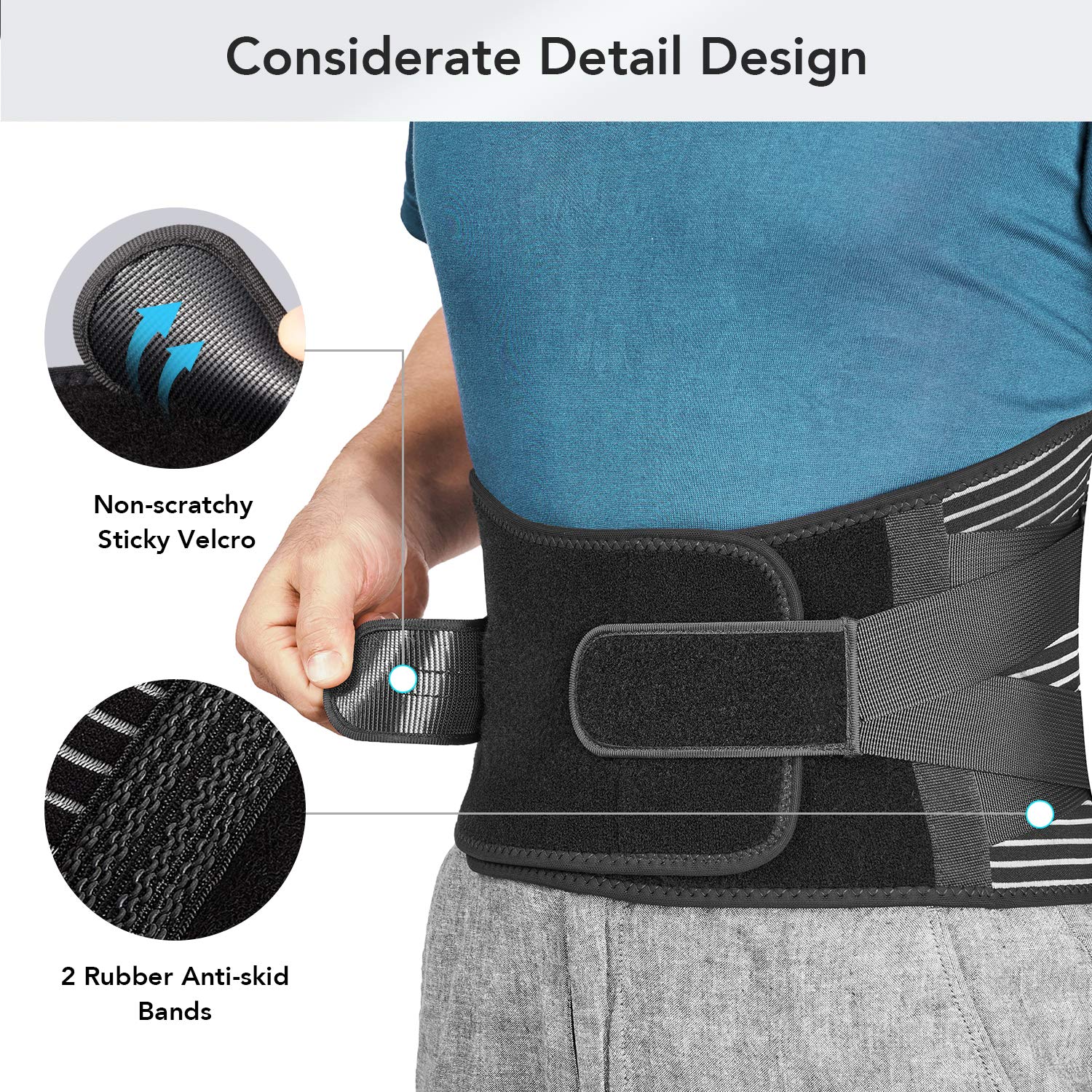 Freetoo Back Braces for Lower Back Pain Relief with 6 Stays, Breathable Back Support Belt for Men/Women for work , Anti-skid lumbar support belt with 16-hole Mesh for sciatica(L): Industrial & Scientific