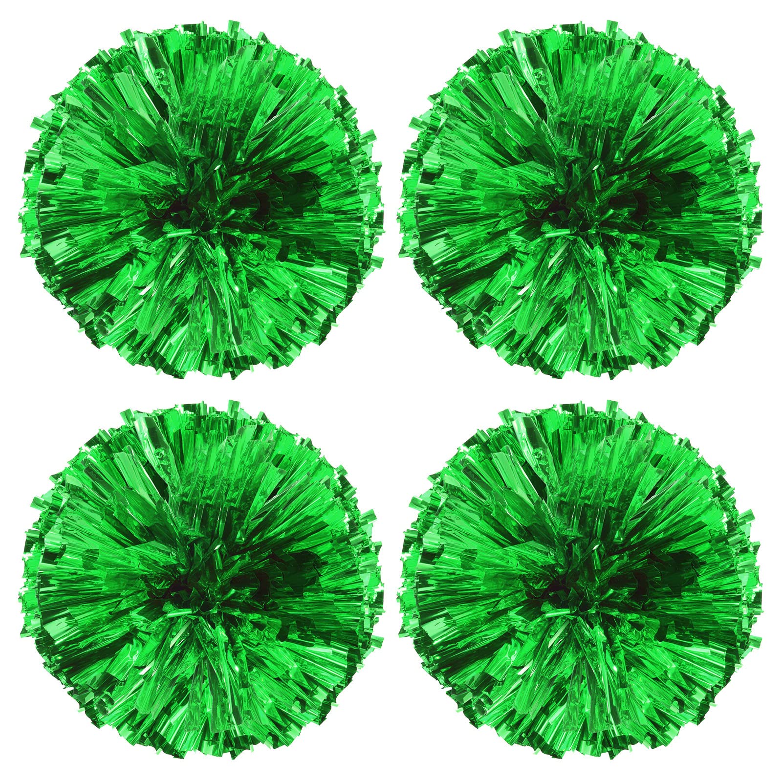 PATIKIL Cheerleading Pom Poms, 4 Pack PET Cheer Pom with Finger Holes for Sport Game Team Spirit Fun Dance Stage Events, Green