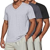 Huukeay 3 Pack Men's Big and Tall Quick Dry Shirts, Short Sleeve Tops V Neck Mesh Moisture Wicking Athletic Tees