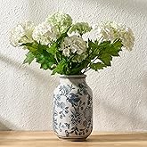 SIDUCAL Blue and White Vintage Vase, 9.4 Inch Ceramic Chinoiserie Floral Vase, Retro Ice Cracked Blue and White Porcelain for Home Decor Centerpieces, Living Room, Bookshelf, Office