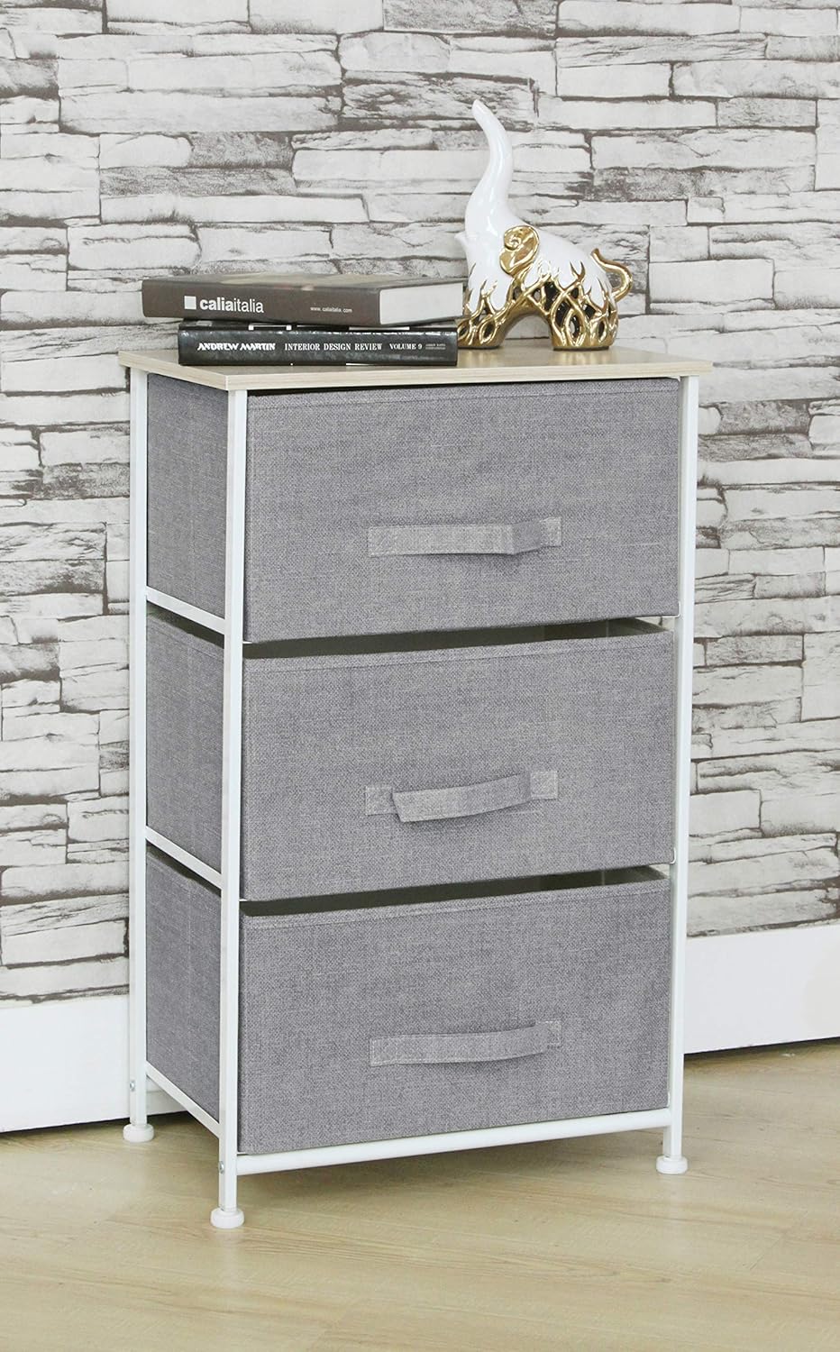Amazon Com Fancy Linen 3 Light Grey Drawer Storage Chest