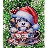 Generic Havanese Dog Santa Pup in Merry Christmas Tea Cup Ornament