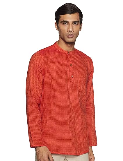 Men's cotton Achkan Kurta (SS19/NAY-1019 B_ Orange_ Xx-Large)