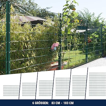 HORI® Doppelstabmattenzaun I Zaun Komplettset I verschiedene Längen und Höhen – wahlweise mit Abdeckschiene oder Klemmhalter 