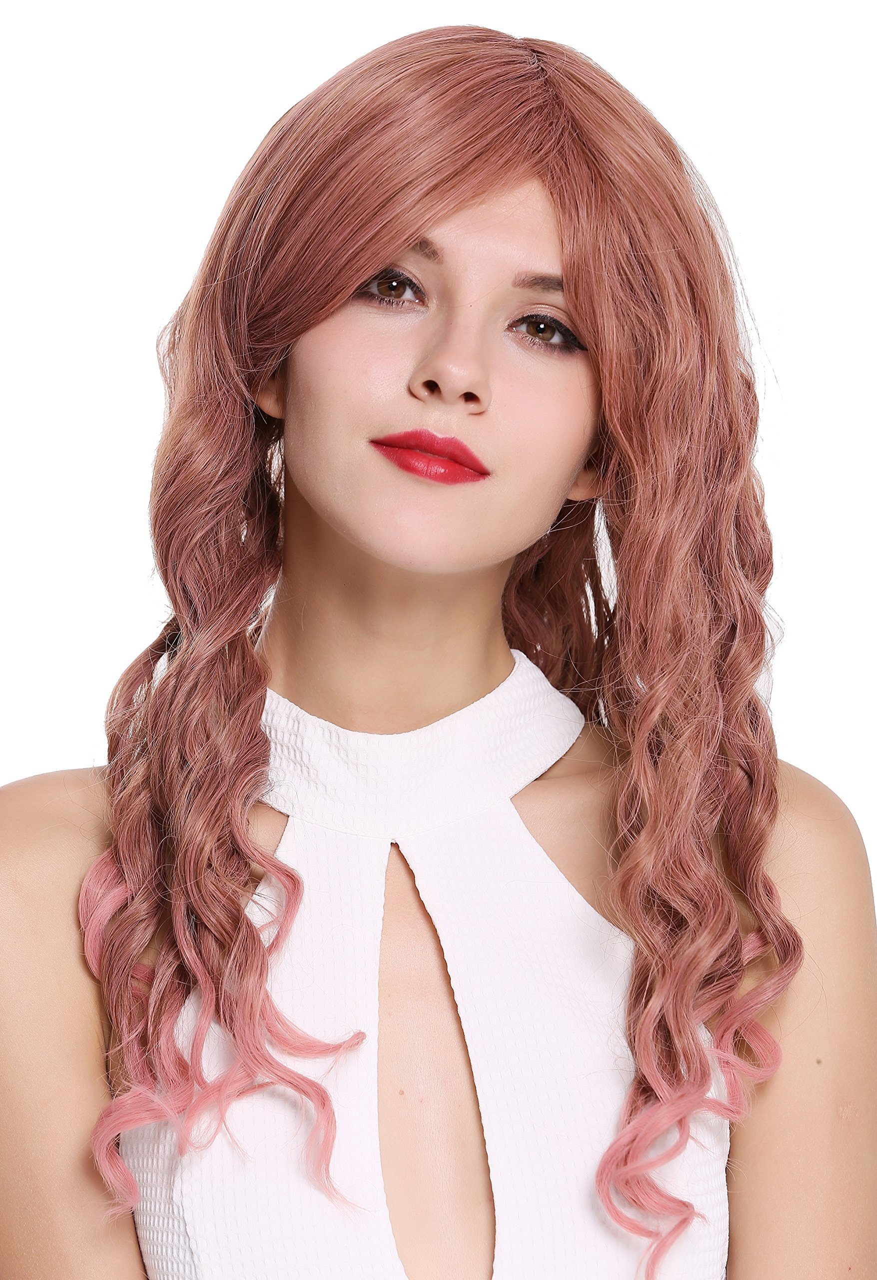 WIG ME UP - LC015 Lady Quality Wig long parting curlscurled matted beach wave pink brown mix