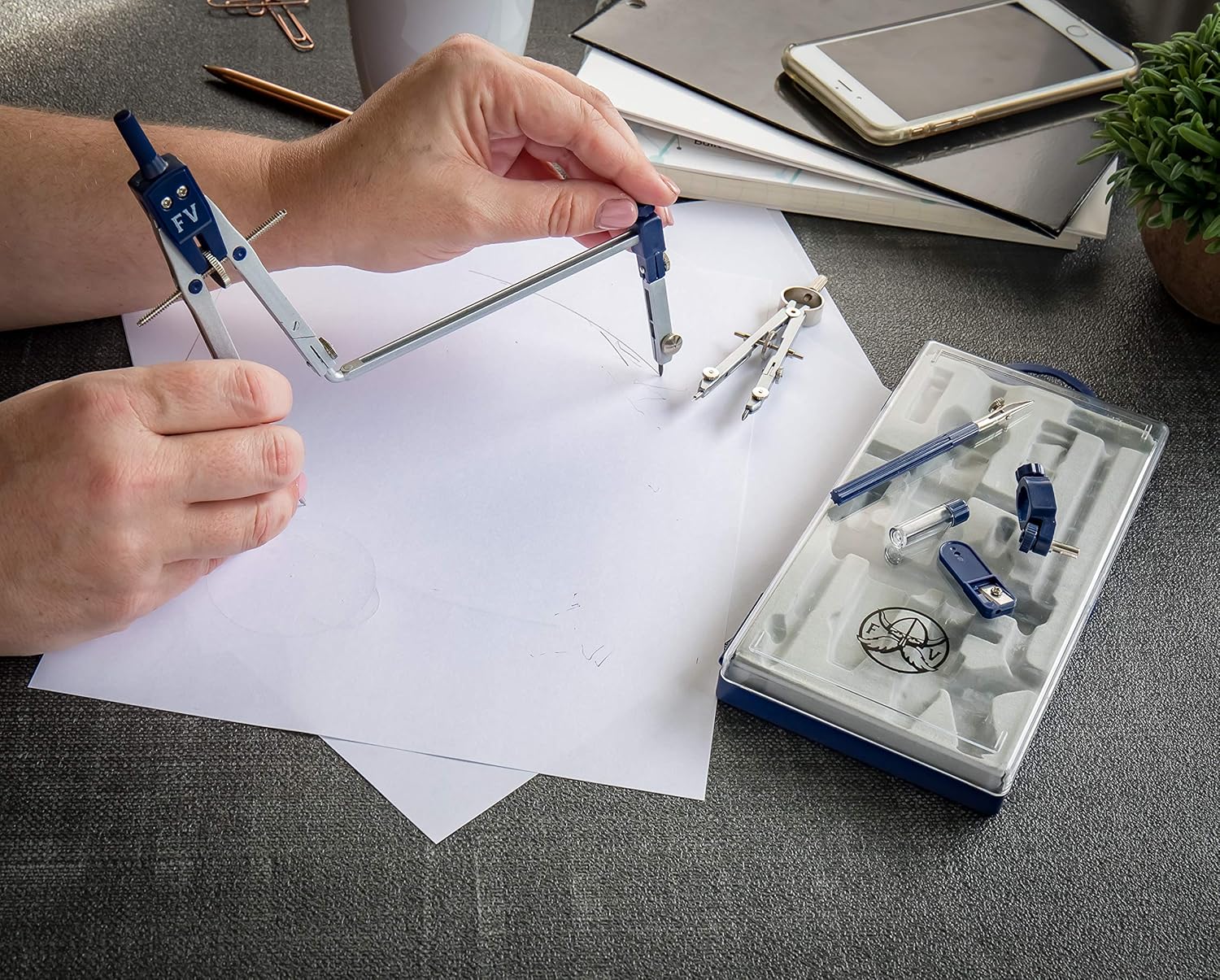 Drafting Compass for Geometry Set - Drawing Compass Geometry Set for Drafting, Math and Making Circles with Large Extension Beam for School, Drafting, Engineering and Architecture : Office Products