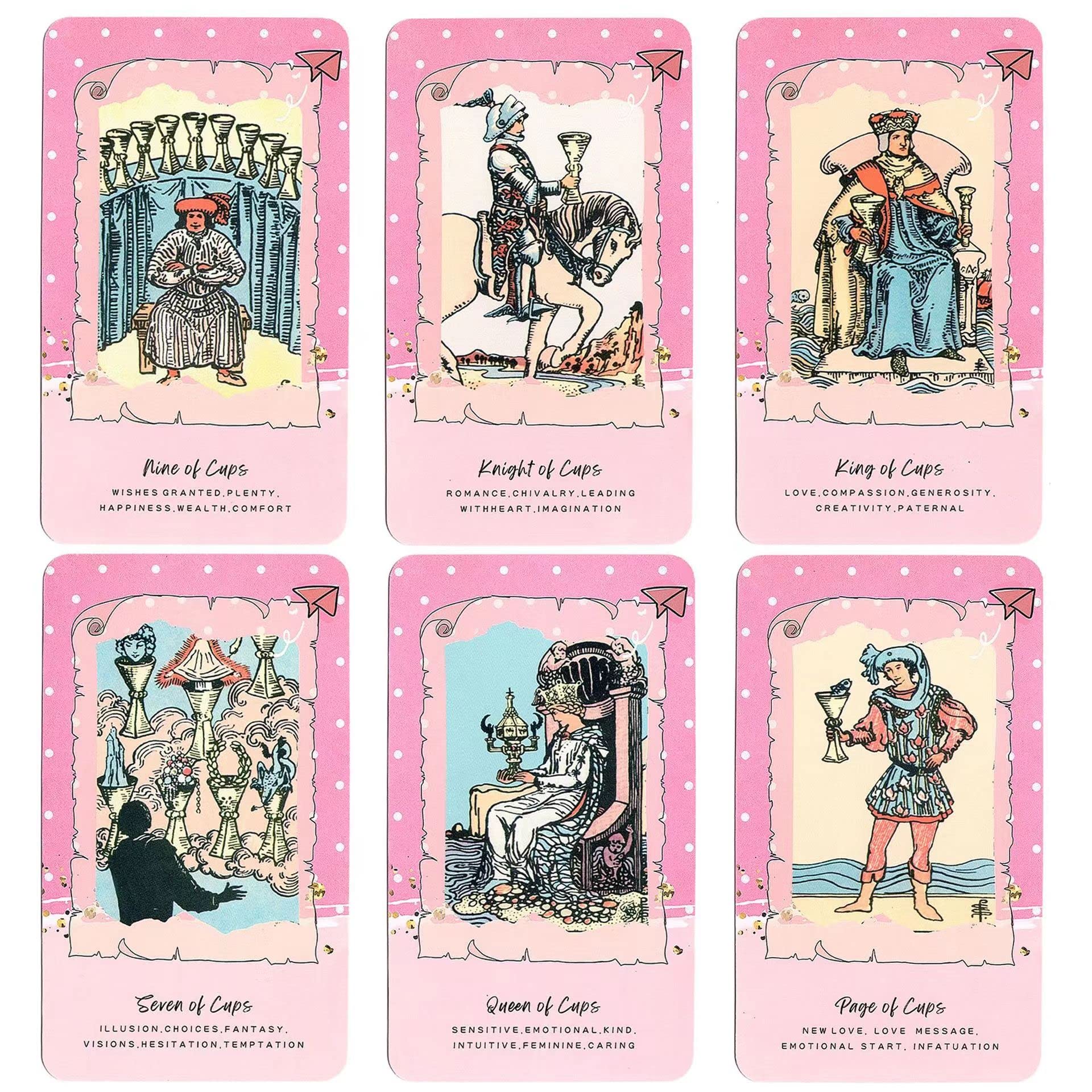 sishui Tarot Cards Deck with Guidebook- Traditional Standard Tarot Decks, Tarot Cards with Meaning on it, Pink Tarot Cards for Beginners(4.75" x 2.76")