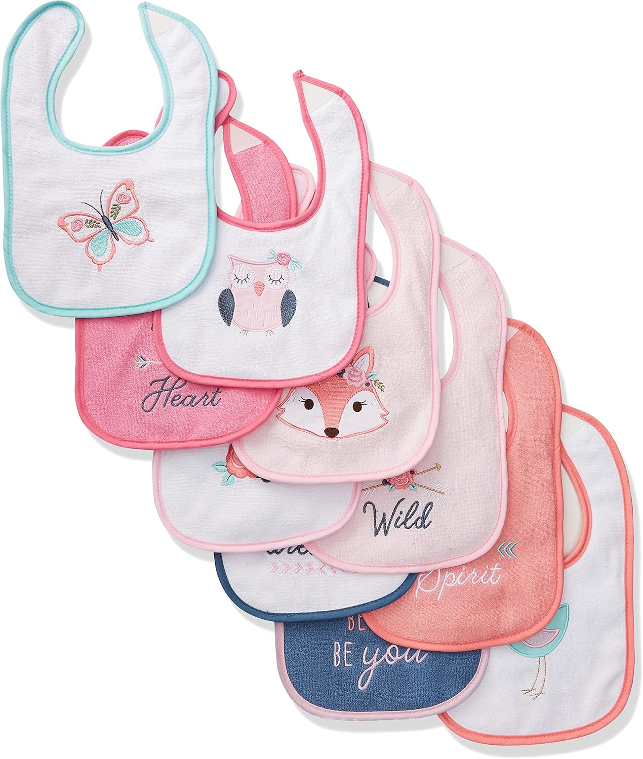 Hudson Baby Unisex Baby Cotton Terry Drooler Bibs with Fiber Filling, Girl Fox, One Size: Baby