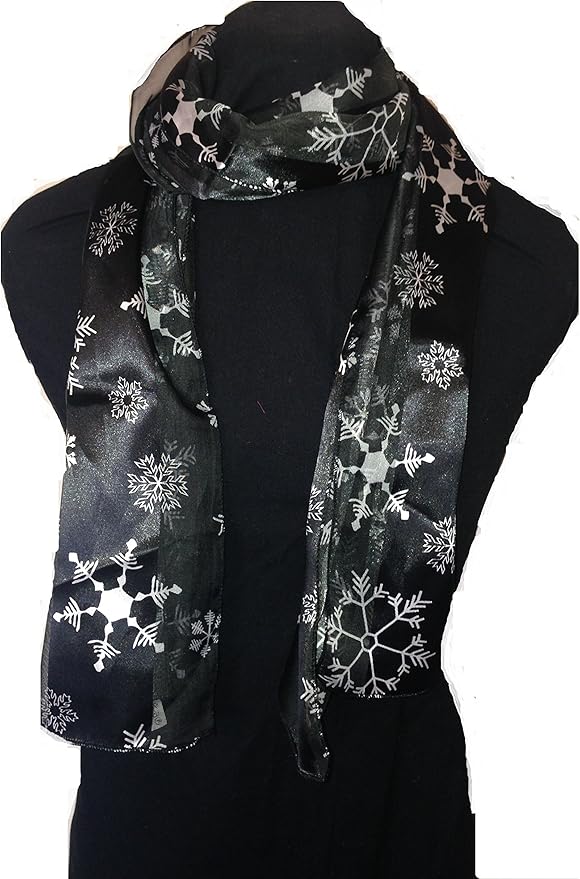 Black christmas snowflake design scarf thin pretty scarf great for any