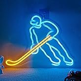 Lampeez Ice Hockey Neon Sign Hockey Player LED Neon Lights for Hockey Room Decor, Light Up Signs for Wall Decor Hockey Gifts for Boys Teen Sports Party Decoration