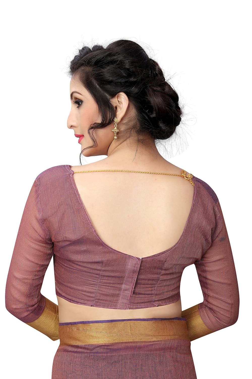 perfectblue women's linen saree with blouse piece (pallucotton3variation)