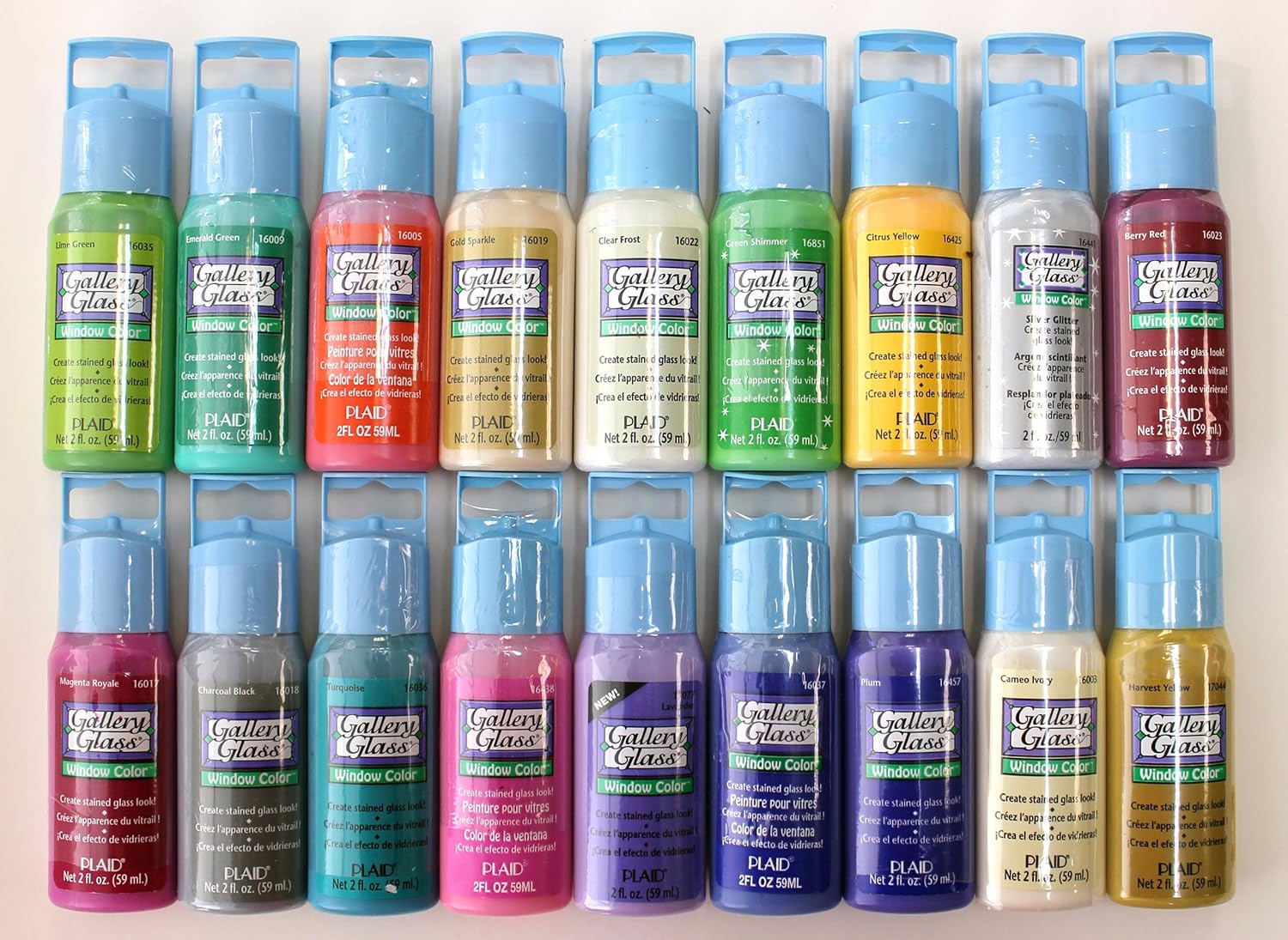 Plaid Gallery Glass Window Color Acrylic Paint Set (2Ounce), PROMOGGII