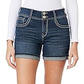 WallFlower Shorts for Women Luscious Curvy 5-Inch Midi Denim Mid-Rise Short- Evan Midi, 13