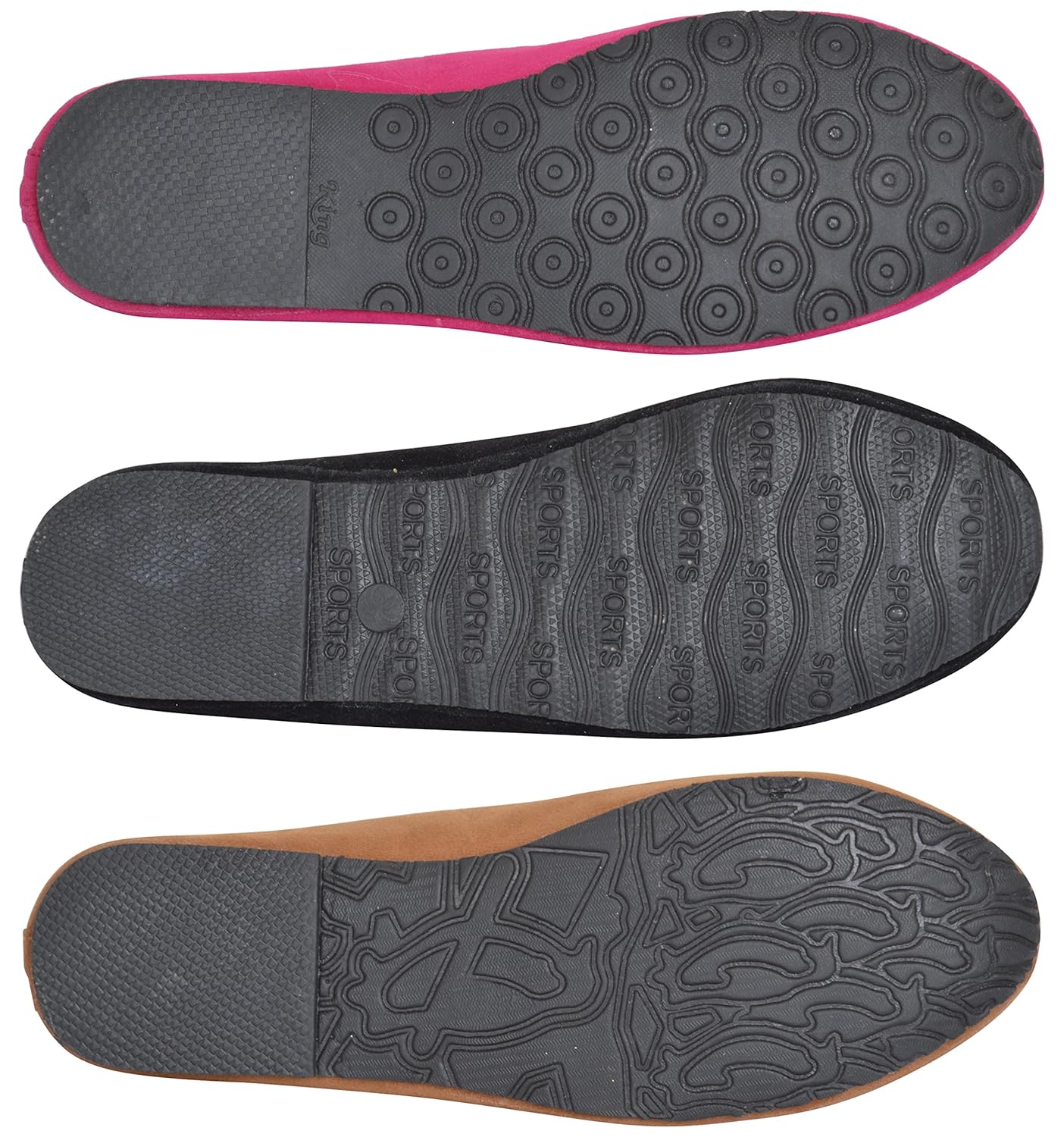 ampereus women's party ware belly 3 pc pack in pink/brown/black