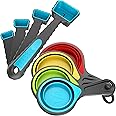 Kaptron Tools Spoons and Collapsible Measuring Cups Set 8 Pieces, Multiple Sizes, Multicolor