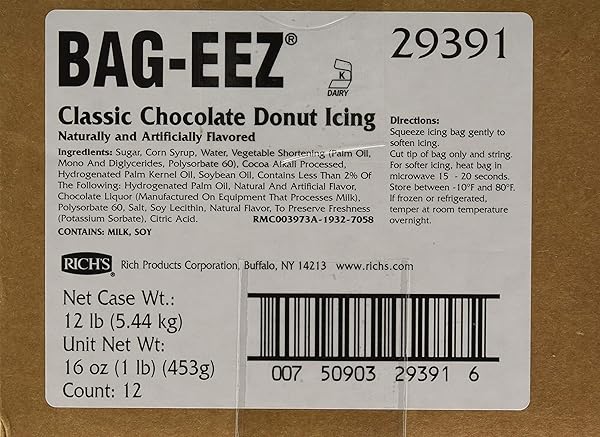 RICH’S JW ALLEN DONUT ICING BAG, CHOCOLATE, 192 OZ (PACK OF 12)