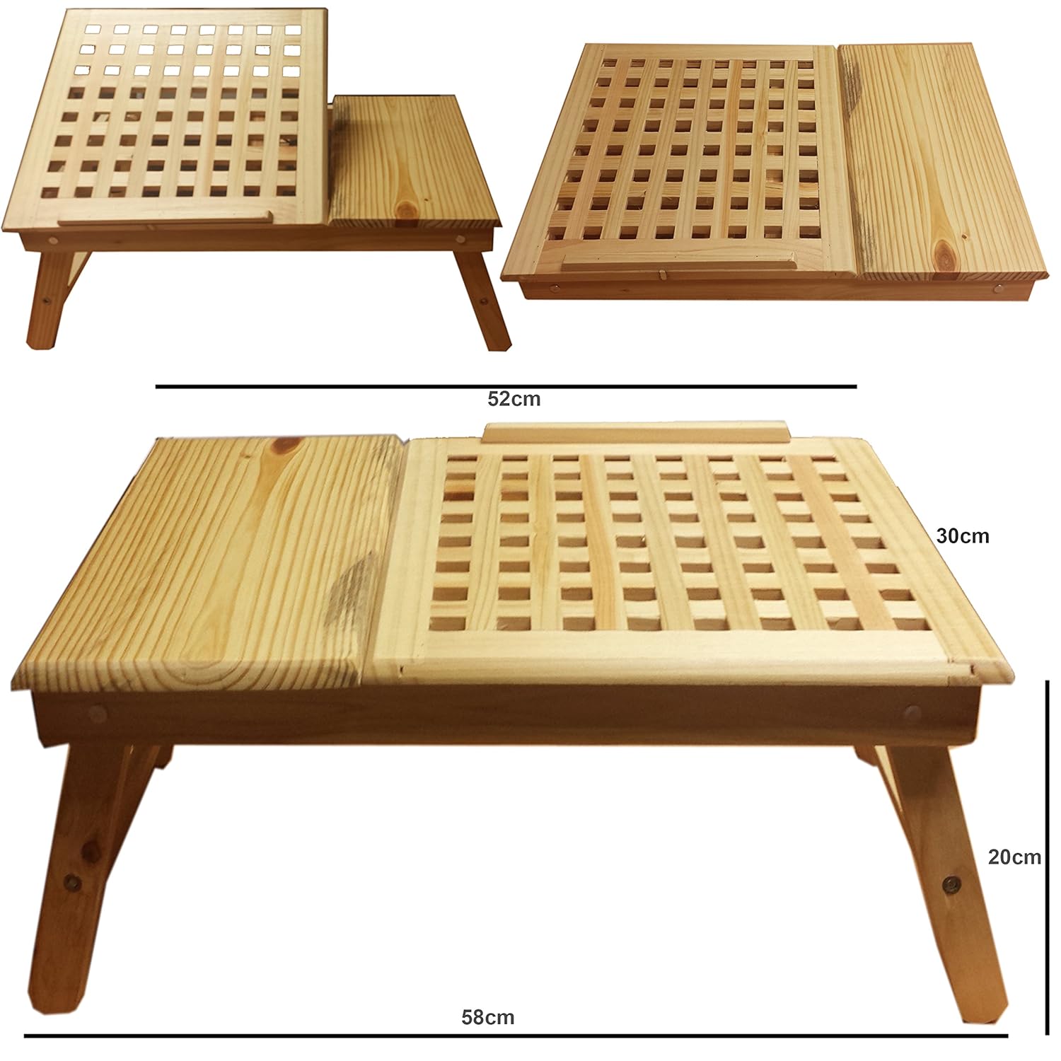 FunkyBuys Foldable Natural Pine Mesh (SYWD003) Wooden Wood Adjustable