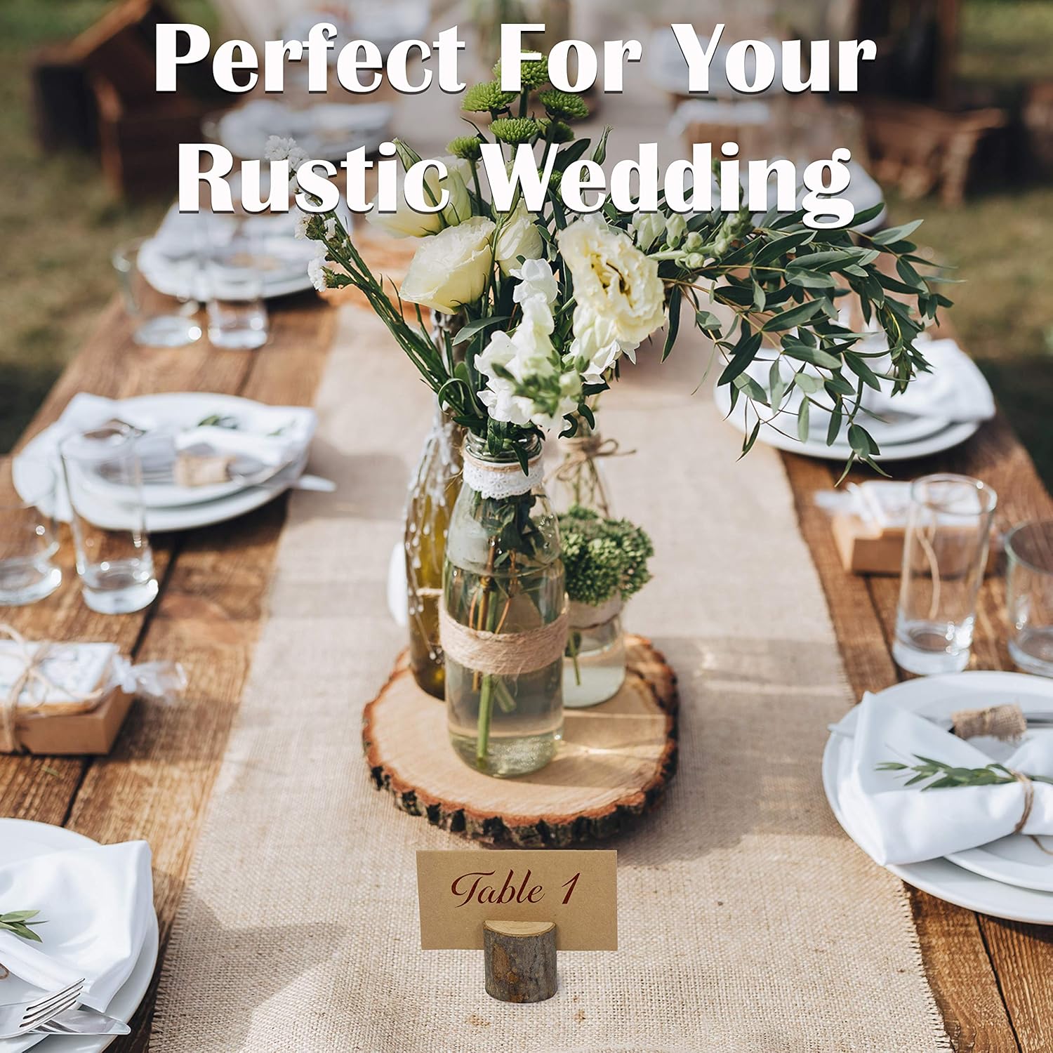 Upper Midland Products 22 Pcs Wood Card Holder Food Signs, Placecard or Display Labels for Wedding or Party: Home & Kitchen