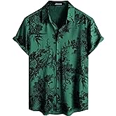 JOTOOK Mens Hawaiian Shirt Short Sleeve Button Down Tropical Shirts Casual Floral Summer Beach Shirt