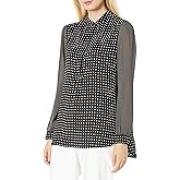Anne Klein Womens Long Sleeve Dot Print Tunic Top