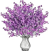 Sggvecsy 10 Pcs Babys Breath Artificial Flowers Gypsophila Bouquets Bulk Real Touch Fake Silk Flowers for Home Wedding DIY Floral Arrangement Kitchen Table Centerpiece Festival Decoration (Purple)
