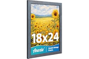 Anozie 18x24 Frame, Vintage 18 x 24 Poster Frame Plexiglass for Wall Display, Rustic Poster Frames 18 x 24, Antique Blue Coll