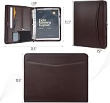 STYLIO Walnut Zipper Portfolio Binder 3 Ring Clipboard Folio Padfolio view 2